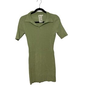 Sadie & Sage Ribbed Knit Polo Mini Dress Short Sleeve Casual Y2K Style